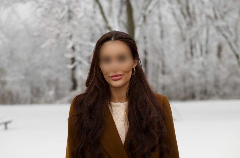 Brunette escort gets playful in the cold Ottawa winter snow